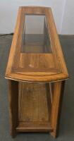 Oak & Glass Living Room Table Set &ndash; Coffee Table, Console Table With Shelf, Metal-Leg End Table - 7
