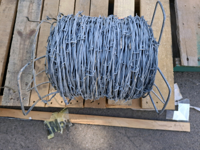 Red Brand Barbed Wire Fence Roll - ~1,200 ft, 12.5 Gauge, Galvanized, Two-Point, Carry Spool