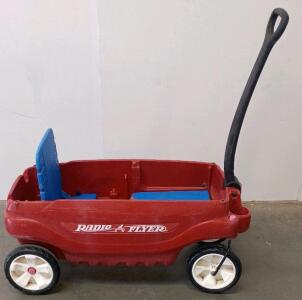 Radio Flyer Pathfinder Wagon, Red Plastic, Fold-Up Seats, 2 Kids, Cup Holders, 200 lb Capacity
