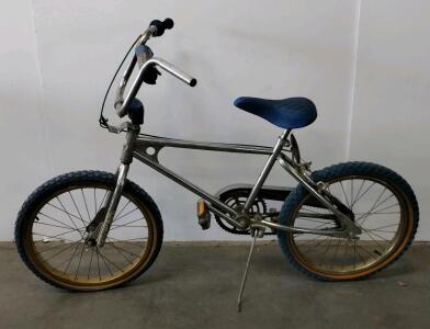 Sport BX300 BMX Bike Chrome Steel Frame 20" Wheels Blue Tires 1980s Vintage Collectible