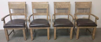 Set Of 4 Wooden Arm Chairs With Upholstered Seats, Commercial/Jury Style, 38"