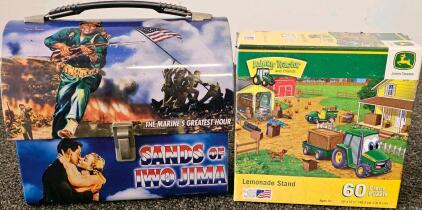 Sands Of Iwo Jima Vandor Lunchbox & John Deere 60-Piece Puzzle, Movie & Farm Toy Collectibles