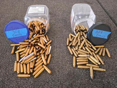 Bulk .308 Winchester Brass Casing, Approximately 130Pcs Mixed, Sized/Deprimed & Fired, Some Nickel Cases