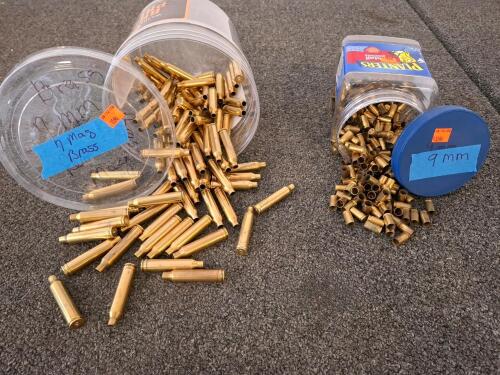 9MM Luger & 7MM Rem Mag Brass Casings &ndash; Approx. 2 Jars For Reloading, Brass Material