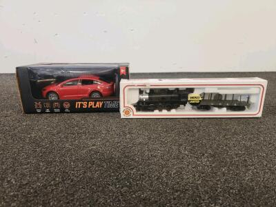 1:24 Scale Red Model X Style Remote Control Car With Falcon Doors, LED Lights, Full Functions & Bachmann Ho Scale Trains
