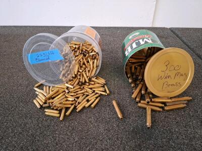 .300 Win Mag and .223/5.56 Brass Rifle Cases Cleaned & Uncleaned, Approx. 250 Total