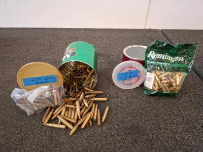 Remington 243 Win Unprimed Brass (100 Ct) & 270 Win Once-Fired Brass (Approx. 100 Ct)