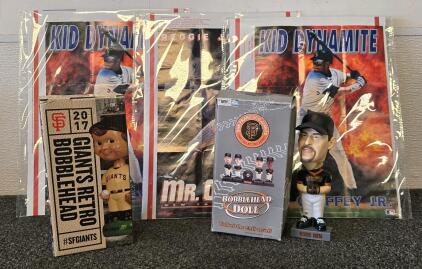 Vintage 1993 Kellogg's MLB Posters & San Francisco Giants Bobbleheads, 2 Ken Griffey Jr. & Robb Nen