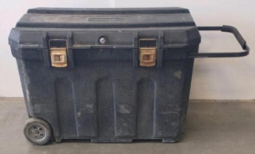 Rolling Jobsite Tool Chest, 50 Gal Capacity, Black, Heavy Duty Plastic, Wheels & Handle