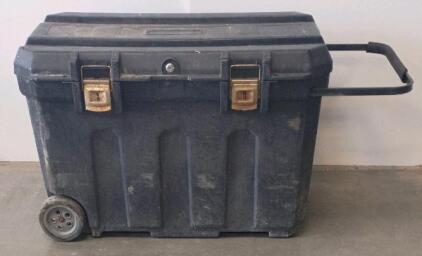 Rolling Jobsite Tool Chest, 50 Gal Capacity, Black, Heavy Duty Plastic, Wheels & Handle