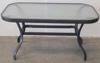 Rectangular Outdoor Patio Table With Metal Frame And Glass Top