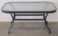 Rectangular Outdoor Patio Table With Metal Frame And Glass Top - 3