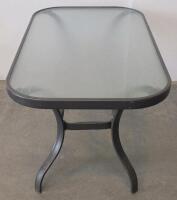 Rectangular Outdoor Patio Table With Metal Frame And Glass Top - 4