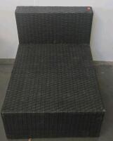 Modular 5-Piece Synthetic Rattan Patio Sectional Sofa Set, Corner & Armless Sections, Table/Ottoman - 5