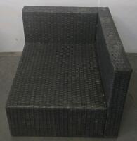 Modular 5-Piece Synthetic Rattan Patio Sectional Sofa Set, Corner & Armless Sections, Table/Ottoman - 6