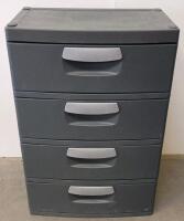 Plastic 4-Drawer Storage Cabinet, Gray, Integrated Handles, Stackable, Modular & Modern Plant Stand - 2