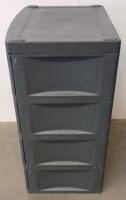 Plastic 4-Drawer Storage Cabinet, Gray, Integrated Handles, Stackable, Modular & Modern Plant Stand - 3