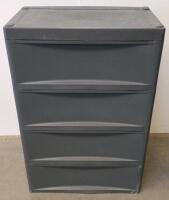 Plastic 4-Drawer Storage Cabinet, Gray, Integrated Handles, Stackable, Modular & Modern Plant Stand - 4