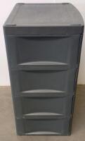 Plastic 4-Drawer Storage Cabinet, Gray, Integrated Handles, Stackable, Modular & Modern Plant Stand - 5