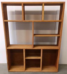 Medium Brown Oak 10-Compartment Bookshelf/Media Center With Asymmetrical Design