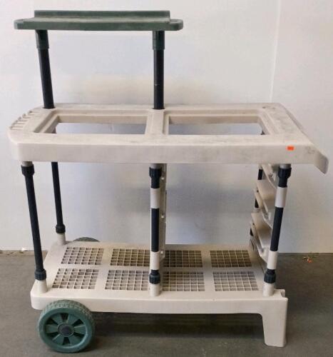 Greenhouse Potting Utility Cart, HDPE, 400 lb Capacity, 2 Shelves, Tool Rack, 8" Wheels