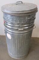 (7)Assorted 32-Gallon Trash Cans: Steel, Plastic, and Fiber Barrels with Lids - 2