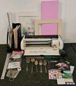 Cricut Personal Electronic Cutter & Crafts &ndash; Stickers, Spoons, Ruler, Sewing Pattern, Supplies (Could Not Test Cricut - Power Cord Incomplete)