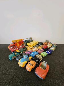 Large Cheveron Toy Cars& Trucks Set - 26+ Assorted Vehicles, Multicolored Plastic (Shelf D)