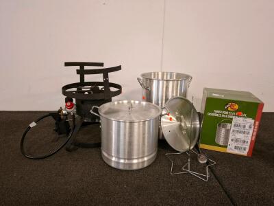 Bass Pro Shops 30-Qt Aluminum Turkey Fryer Kit - Burner, Basket, Thermometer, Propane( shelf A)