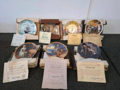 Lot of 7 Limited Edition Collector Plates: Rockwell, Gehm, Moody, Freeman, COAs, Orig. Boxes, 1980s