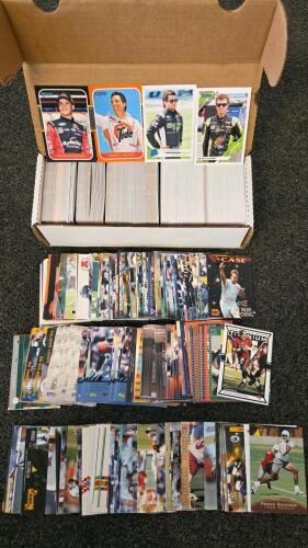 Mixed Lot of 800+ Football & NASCAR Trading Cards, 1990s-2020 Donruss, Rookies Included, Boxed