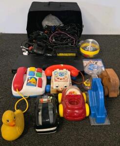Panasonic DMP-BD755 Blu-ray Player w/ Roku, Cables, Chargers & Vintage Fisher-Price Toys Lot