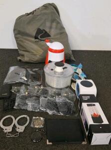 Ozark Trail Tritech Airbed with Built-in Pump, IMPERIAL Handcuffs, Volcano Lamp & Misc. Lot