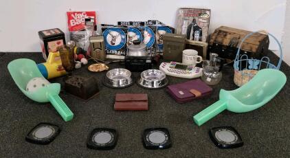 Assorted Vintage Lot: Kodak Camera, Bicentennial Coins, Fisher Price Game, Outdoor & Kitchenware