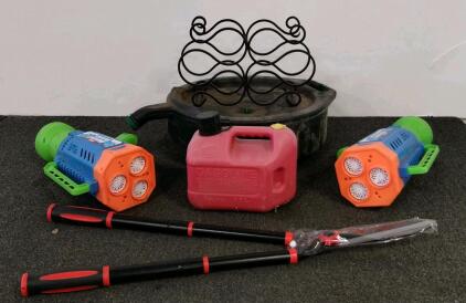 5 Gallon Plastic Oil Drain Pan with Handle, Pour Spout, Center Plug, Black, bubble guns, gas can, and more