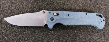 Benchmade 18060 Folding Knife, 3.60" CPM-D2 Blade, Blue Grivory Handle, Axis Lock, USA