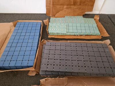 Ceramic Mosaic Tile Sheets, 12"x12", 3 Colors (Blue, Grey, Light Blue), Mesh-Backed, 30-45 Sheets