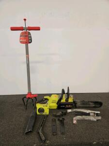 Ryobi 40V 14" Brushless Cordless Chainsaw w/ Accessories (unable to test) & Corona ComfortGEL SoilRIPPER Tool (Shelf B)