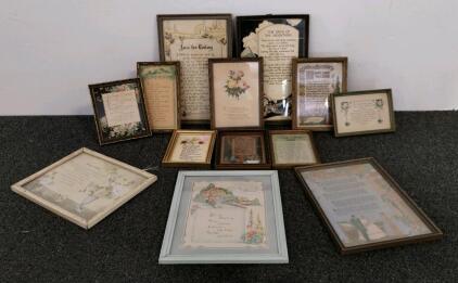 Vintage Framed Inspirational Poems Wall Art Set &ndash; 13 Pieces, Mid-20th Century, Various Sizes (shelf A)