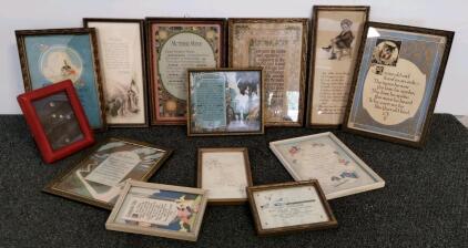 Vintage Framed Inspirational Poems & Art Prints Lot &ndash; 1920s-1950s, Various Styles & Sizes (shelf A)