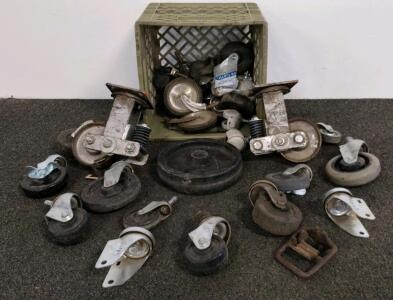 Mixed Lot of ~20 Industrial Swivel, Locking, and Shock-Absorbing Casters 4" Wheels Heavy-Duty