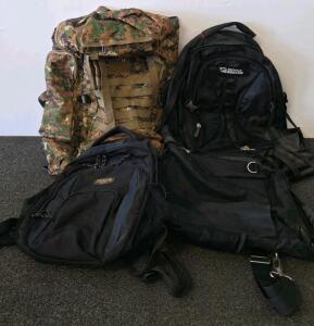 Large Tactical Camouflage Backpack, Sungors & Coronado Black Backpacks, FranklinCovey Laptop Bag Lot