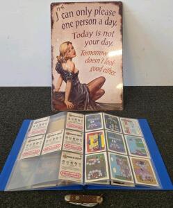 Vintage Star Wars & Nintendo Trading Cards Album, Boy Scouts Knife, Pin-Up Metal Sign Lot