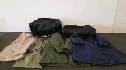Military Overcoat 41R, XL Parka, Duffel Bags, Women's Koret Suit, Western Blazer Lot, 6 Pieces