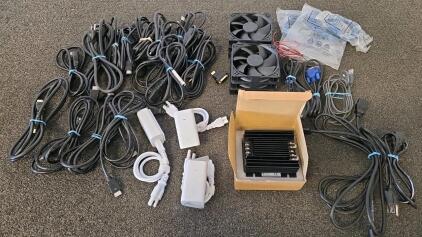 Large IT Hardware Bundle &ndash; 6x 120mm Fans, Ubiquiti PoE, CUI 75W Power Module, 25+ Cables, Cat5E