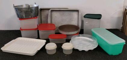 Vintage Tupperware Storage Containers & Aluminum Bakeware Lot &ndash; 14 Pieces
