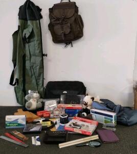 Large Mixed Office Supply & Bag Lot &ndash; 4 Bags, Staples, Envelopes, Paper, Desk Tools, Extras