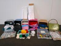 Large Bulk Sewing & Craft Lot: 5 Bins Fabric, 100+ Floss, 40+ Threads, Patterns, Notions, Storage