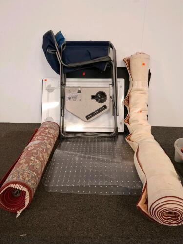 Timber Ridge Folding Chair, 2 Area Rugs, 2 Floor Mats, Folding Table &ndash; Multi-Item Lot ( shelf J)