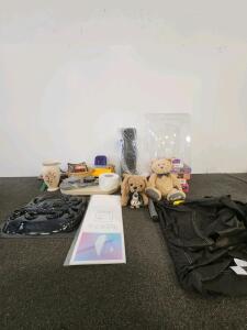 Mixed Household Lot: Plush Toys, Ceramic Vase, Puzzles, Accessories, NIP Items
